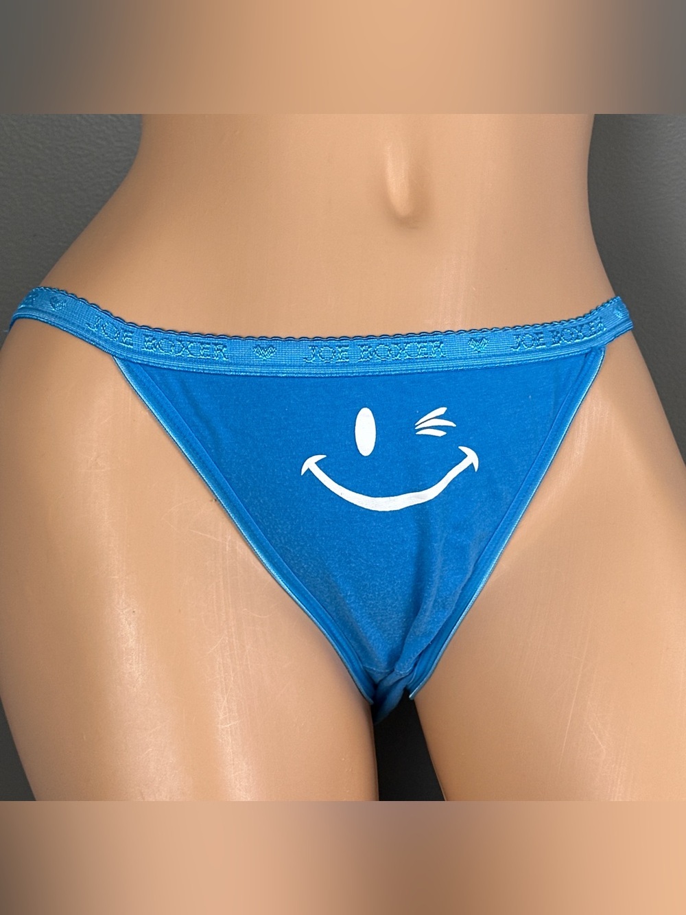 Vintage Joe Boxer String Bikini Panties Medium? Large? Signature Logo Blue Panty